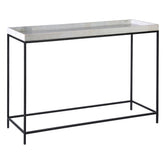 Vanz White Marle Top and Gunmetal Iron Finish Console Table